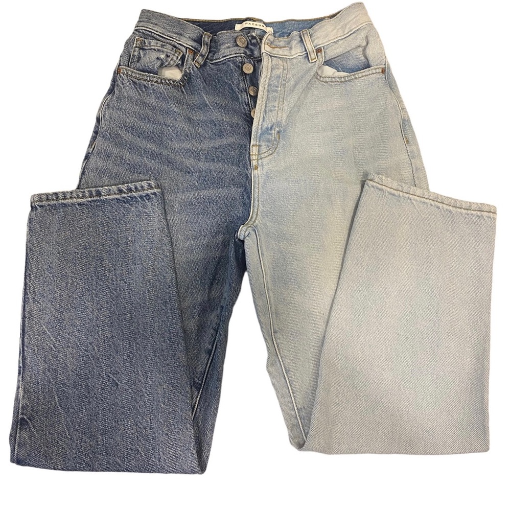 PACSUN Women's High Rise Straight Leg Two 2 Toned Button Fly Denim Jeans Size 26